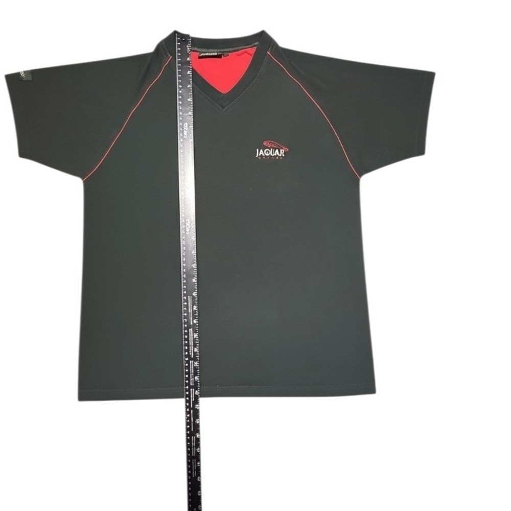 Jaguar Racing Mens Tee Shirt Size Large Black Red V-Neck Raglan Performance Logo - Picture 9 of 15